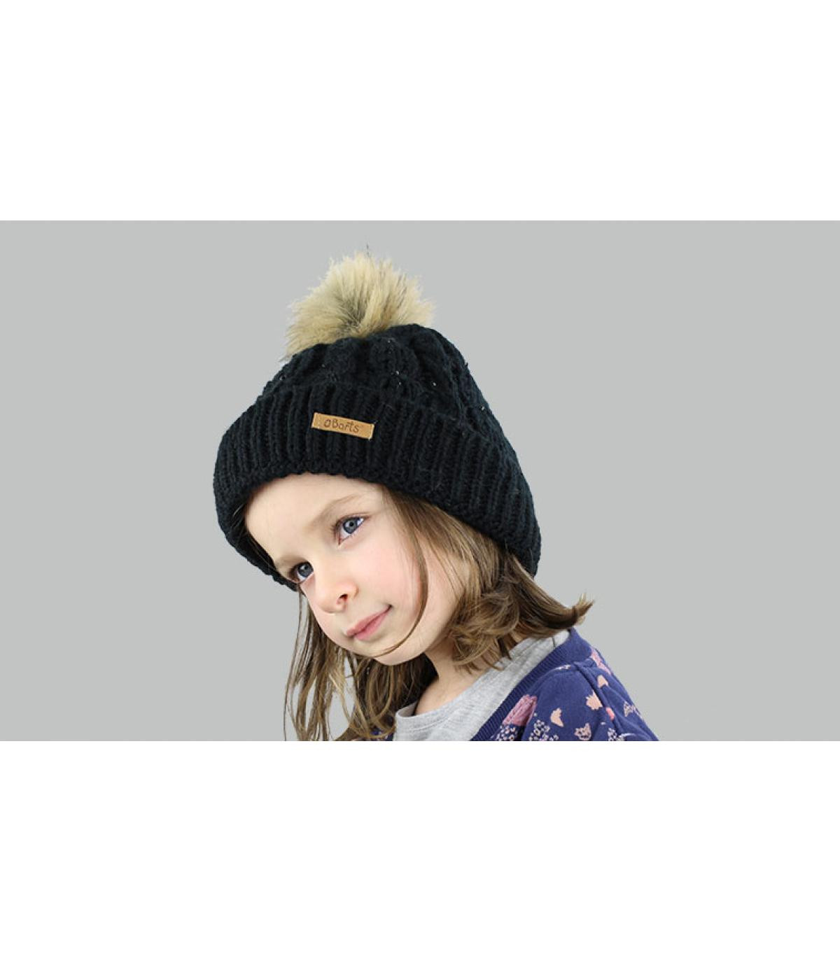 bonnet torsade noir fille Lux Beanie Girls black